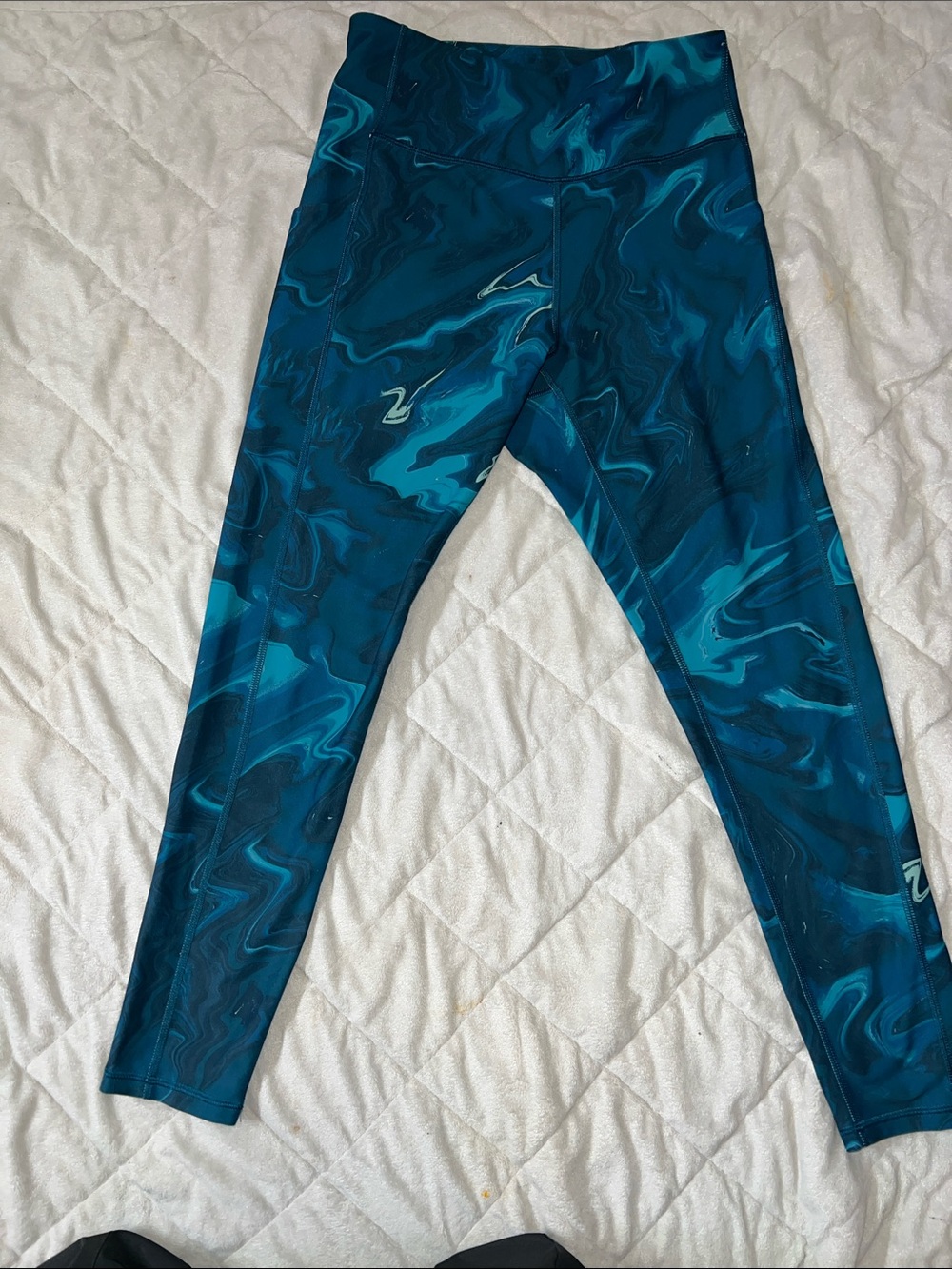 tek gear Teal & Navy Marble Ultrastretch Waistband Leggings